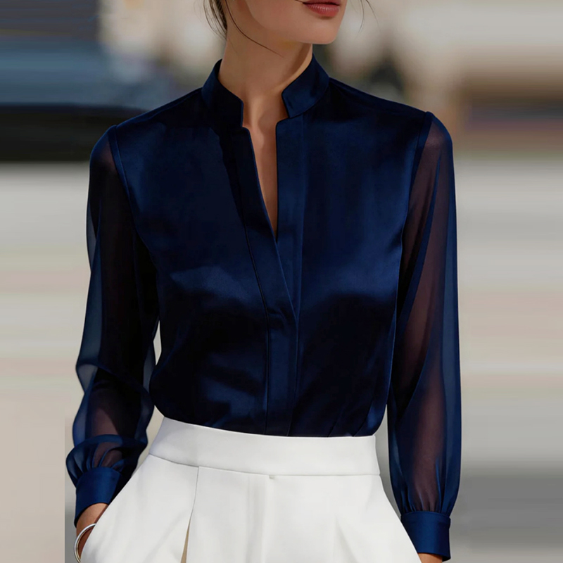 New Mesh See Through Fashion S - Silk Blouse ulasan dan harga