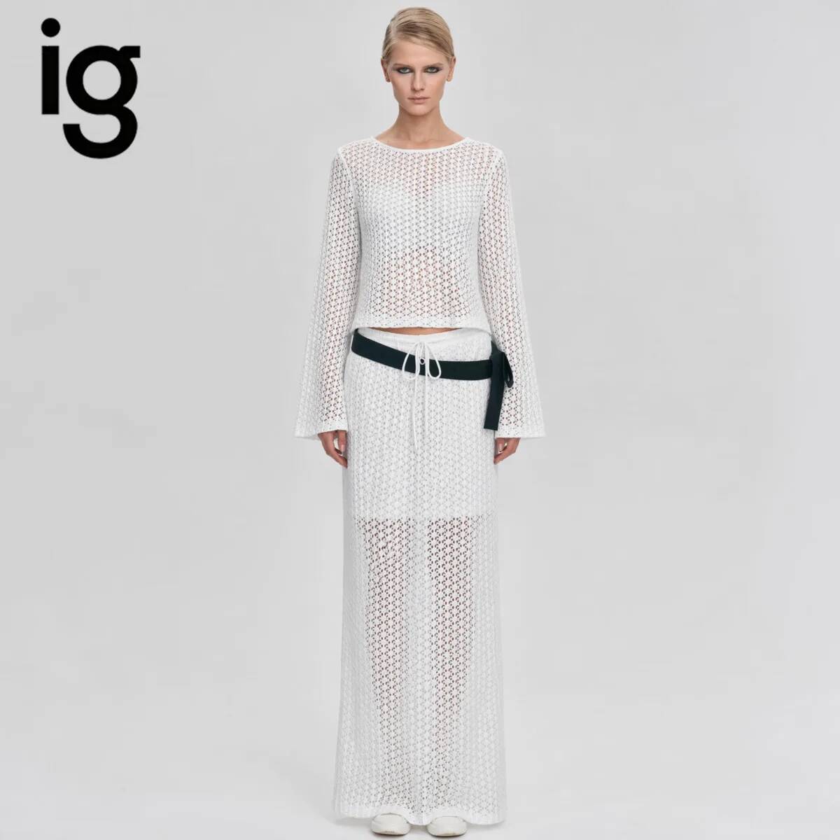 IG 2026 Women's Hollow Out Kni - Formal Skirt ulasan dan harga