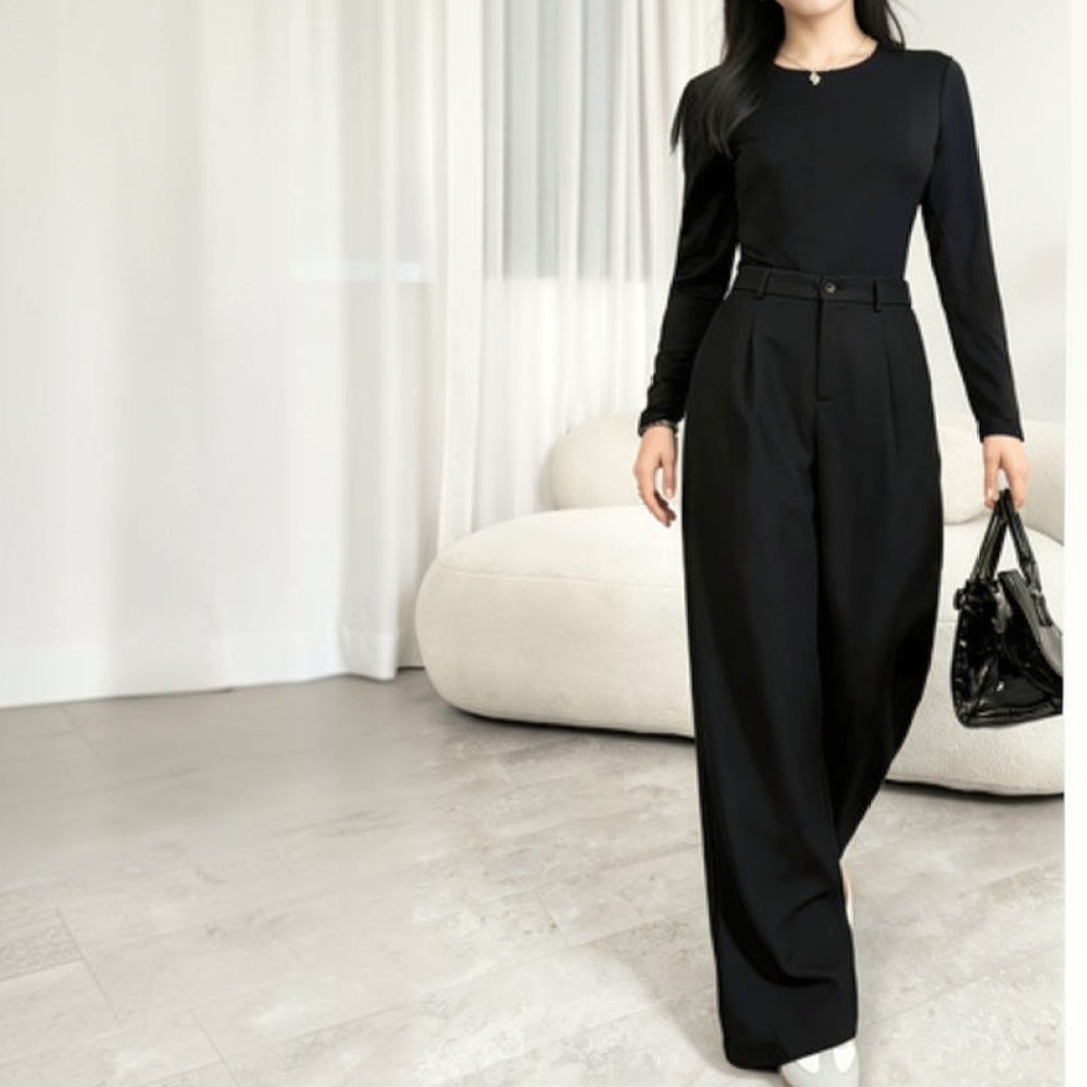 Women Wide Leg Suit Pants High - Tailored Trouser Wide ulasan dan harga