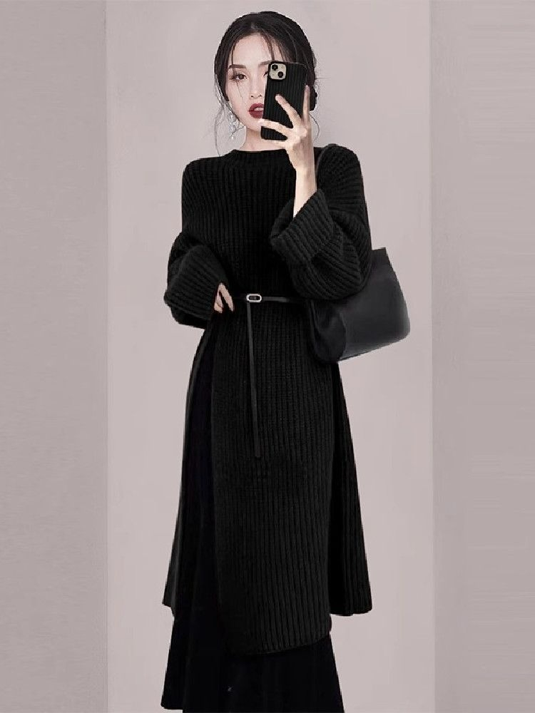 Women Elegant Red Knit Dress A - Women'S Red Formal Wear ulasan dan harga